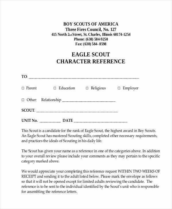 Eagle Letter Of Recommendation form Inspirational Eagle Scout Letter Re Mendation Example