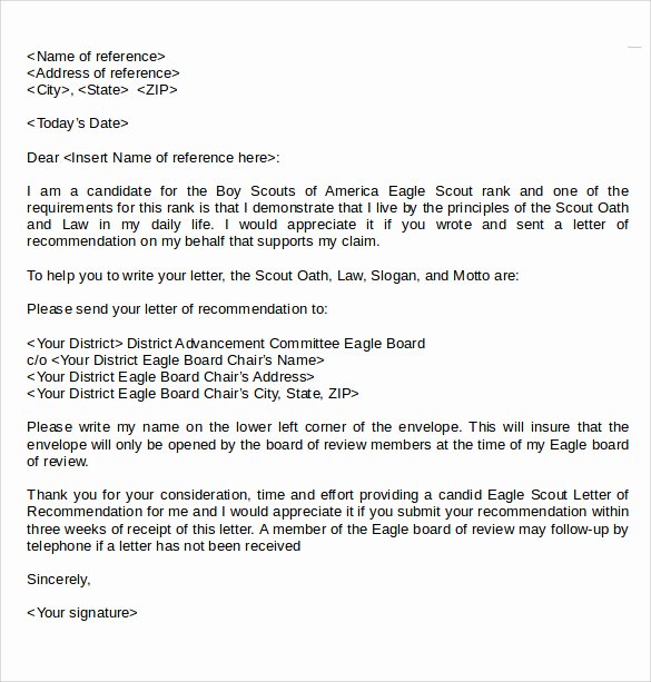 Eagle Letter Of Recommendation Unique Eagle Scout Letter Of Re Mendation 9 Download