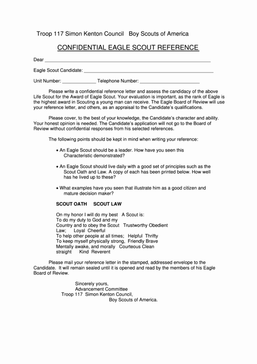 Eagle Scout Recommendation Letter Template Awesome 22 Eagle Scout Letter Re Mendation Free to In Pdf