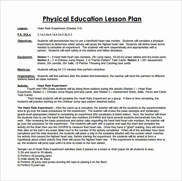 Edi Lesson Plan Template Unique Lesson Plan Examples for Pe Templates Resume Examples