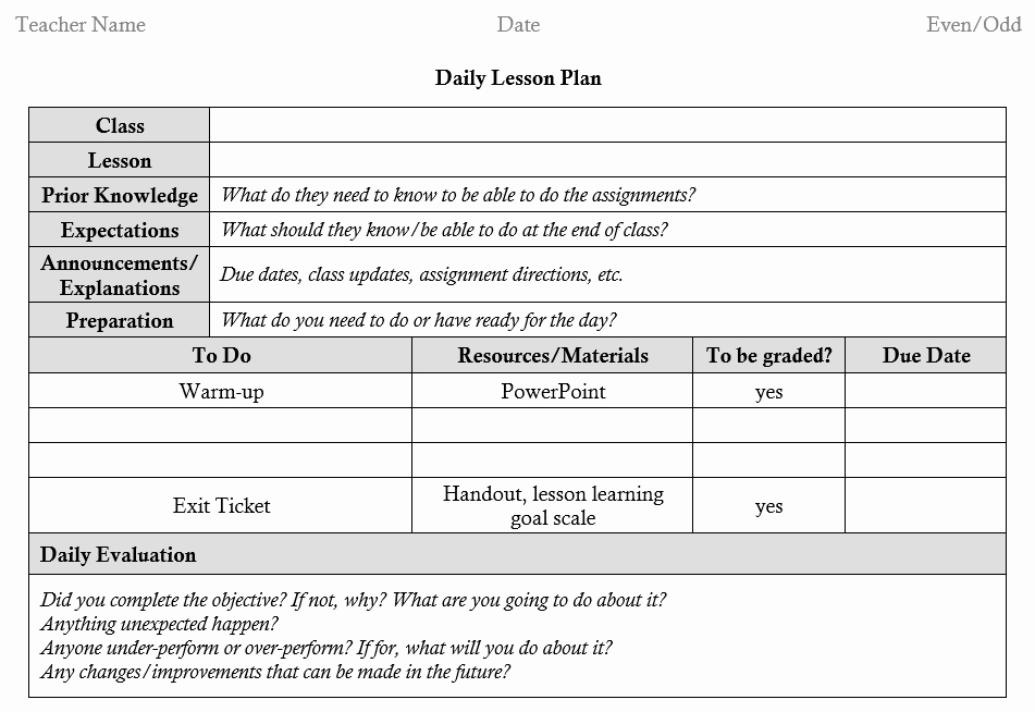 Editable Lesson Plan Template Awesome Editable Daily Lesson Plan Template
