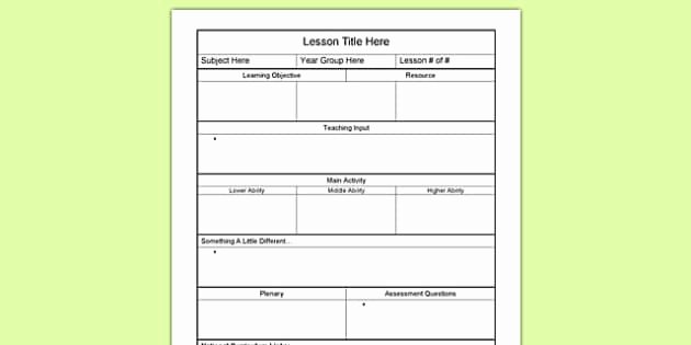 Editable Lesson Plan Template Awesome Editable Individual Lesson Plan Template Lesson Planning