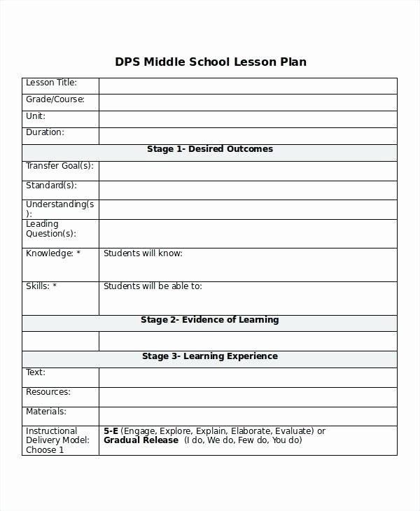 Editable Lesson Plan Template Fresh Editable Lesson Plan Template Middle School