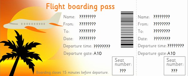Editable Ticket Template Free Word Luxury Editable Airline Tickets Eyfs Ks1 Role Play