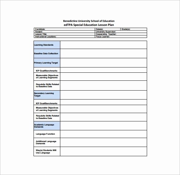 Edtpa Lesson Plan Template 2017 Fresh Edtpa Special Education Lesson Plan Template