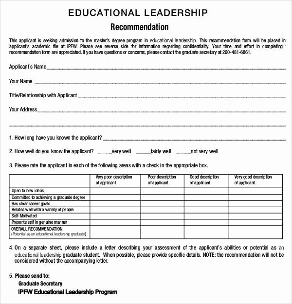 Education Letter Of Recommendation Best Of 44 Sample Letters Of Re Mendation for Graduate School