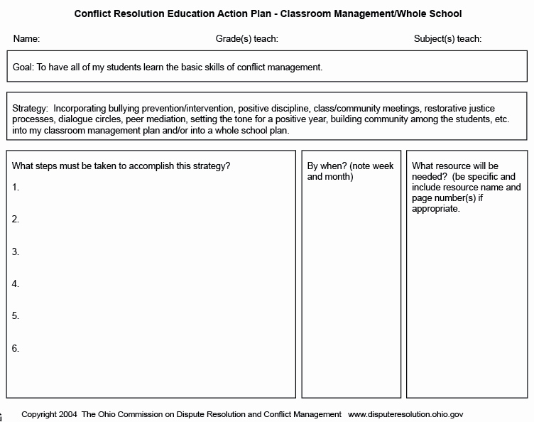 Educational Action Plan Template New Cre Action Plan for Classroom Management