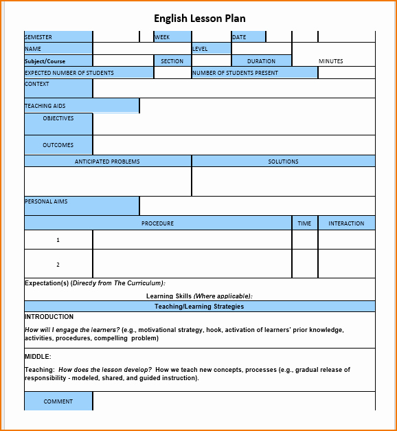 Ela Lesson Plan Template Lovely 5 Free Lesson Plan Template