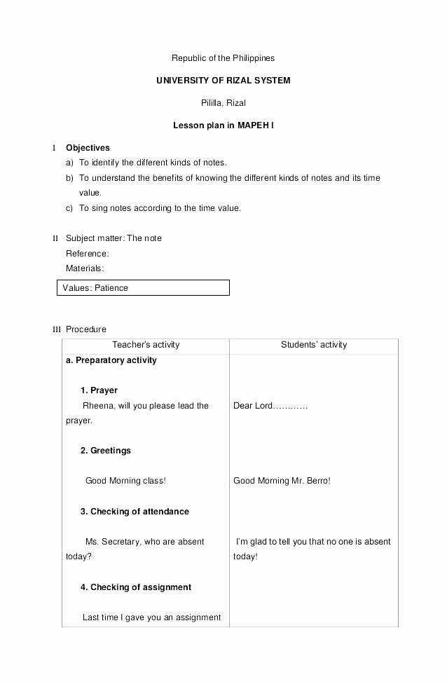 Elementary Music Lesson Plan Template Luxury Music Lesson Plan Template Music Lesson Plan Template