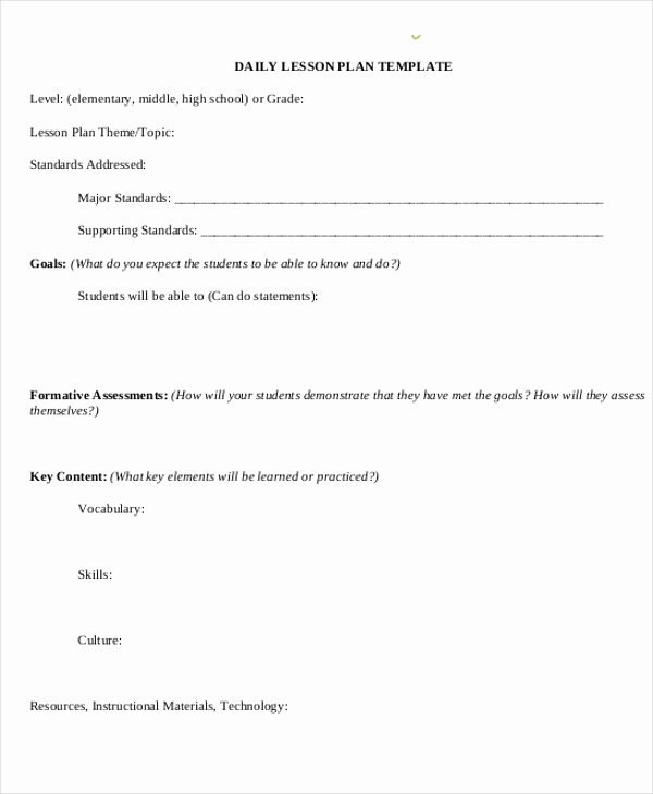 Elementary School Lesson Plan Template Inspirational 40 Lesson Plan Templates In Pdf