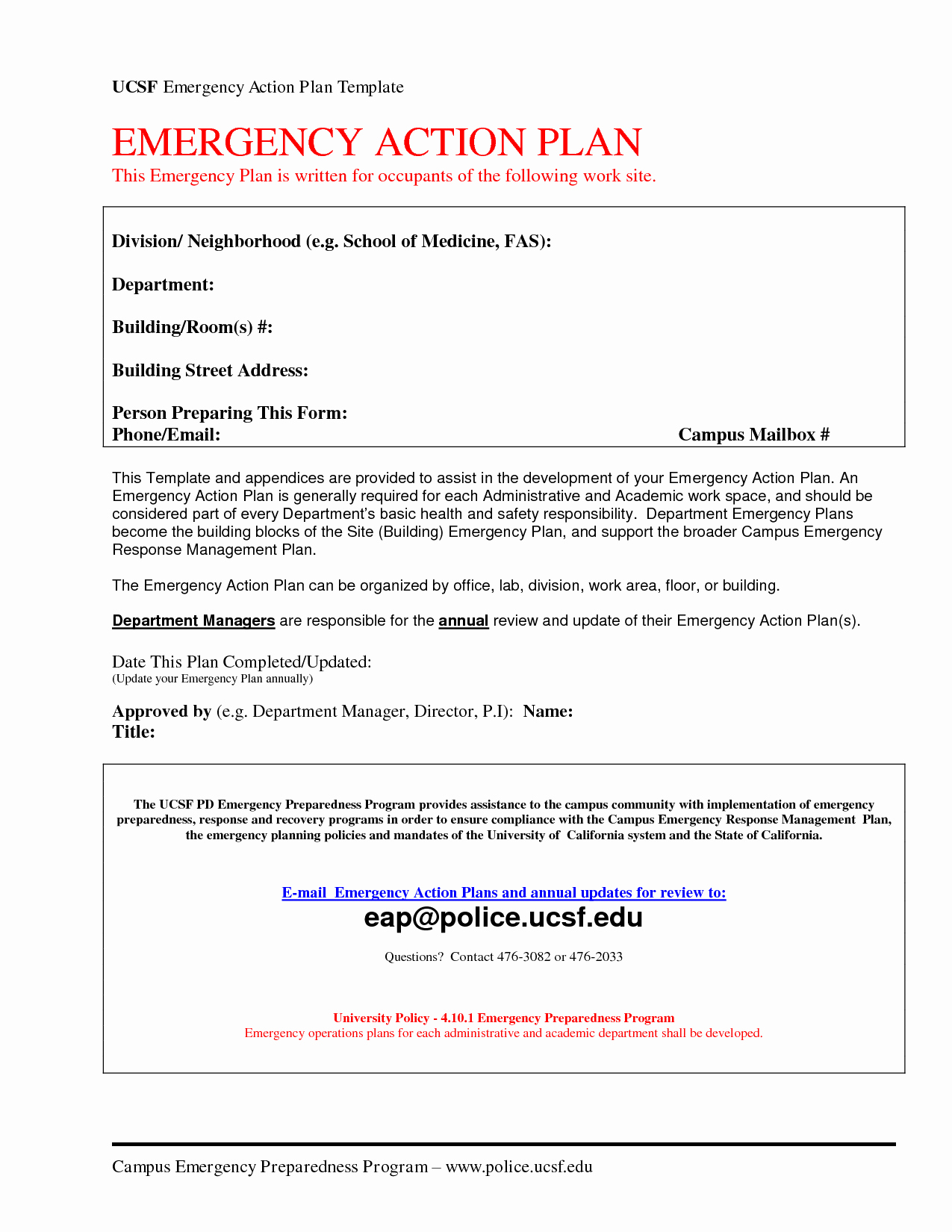 Emergency Action Plan Template Luxury Emergency Action Plan Template