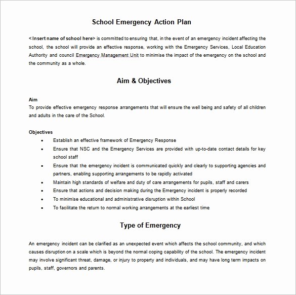 Emergency Action Plan Template Unique 11 School Action Plan Templates Word Pdf