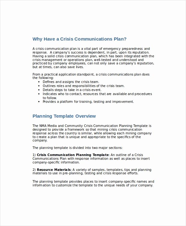 Emergency Communication Plan Template Best Of Crisis Plan Template 9 Free Word Pdf Documents