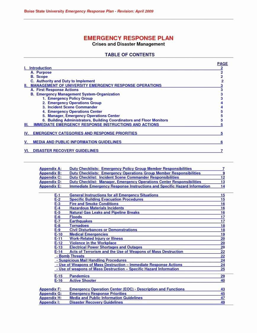 Emergency Operations Plan Template Inspirational Unique Emergency Operations Plan Template