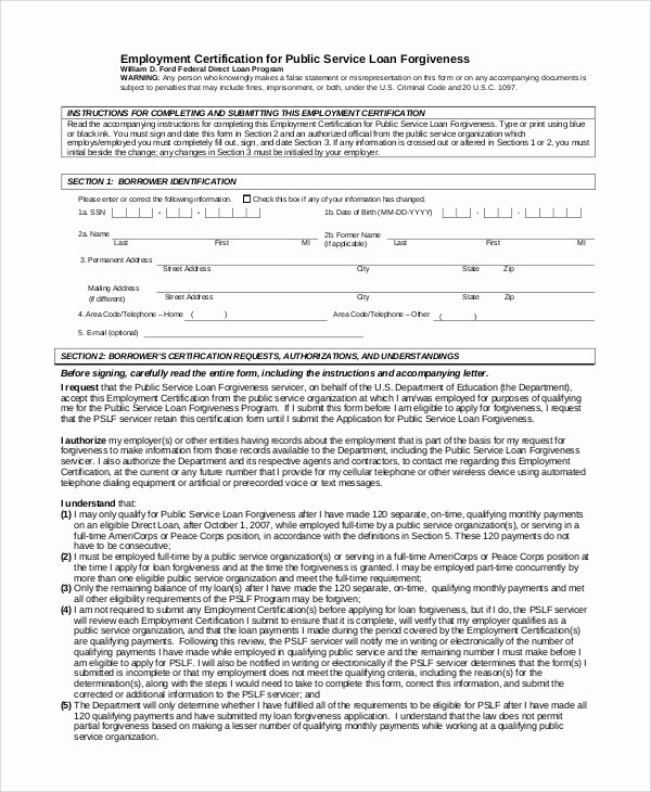 Employee forgivable Loan Agreement Template Unique 6 Sample Public Service Loan forgiveness forms