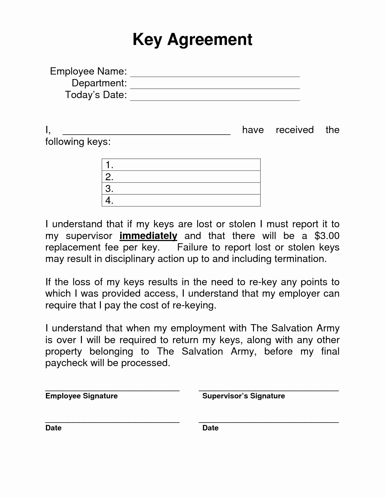 35 Employee Key Holder Agreement Hamiltonplastering