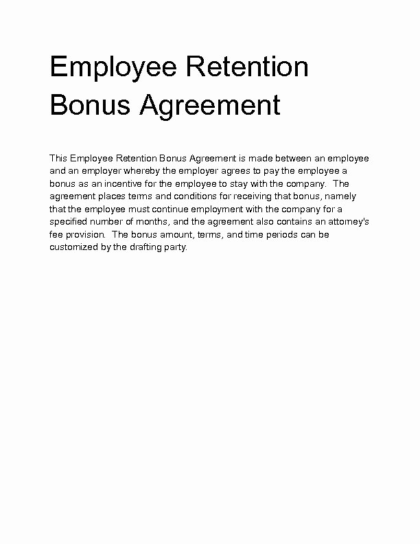 Employee Retention Plan Template Luxury Retention Bonus Letter Template Letter Of Re Mendation