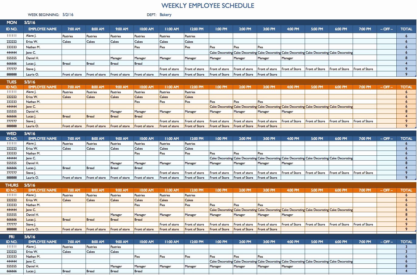 Employee Work Plan Template Fresh Free Weekly Schedule Templates for Excel Smartsheet
