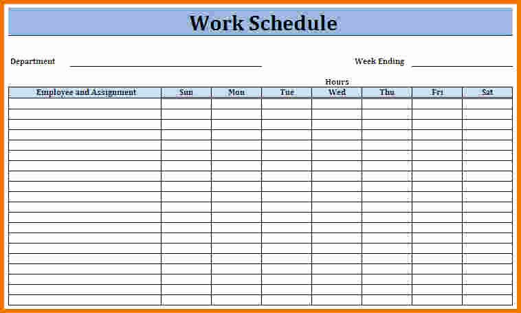 Employee Work Plan Template Fresh Work Schedule Template Weekly Schedule