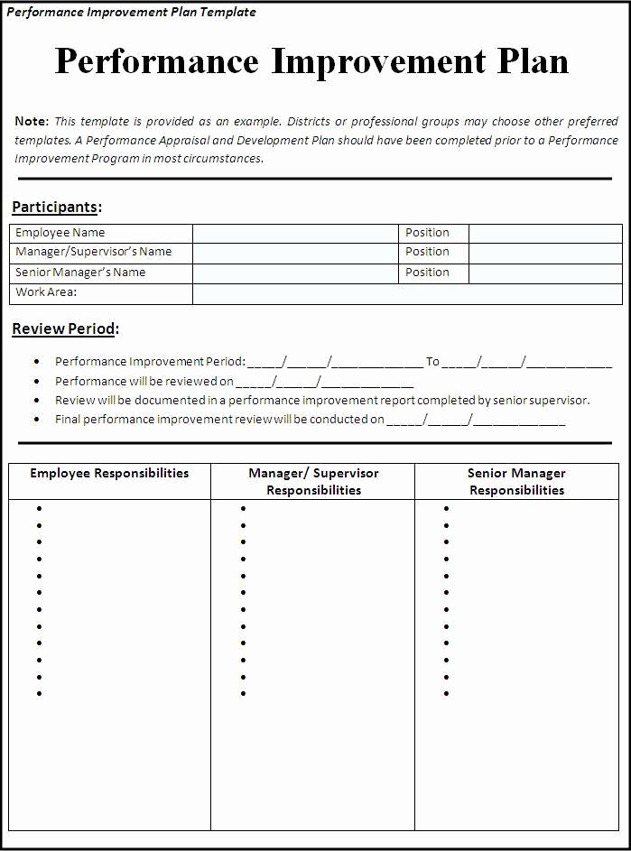 Employment Action Plan Template Awesome Performance Improvement Plan Template