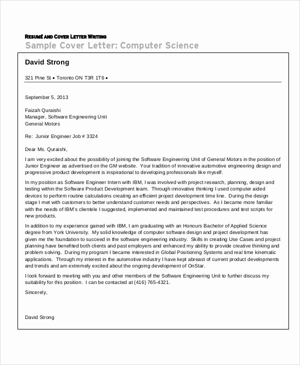 Engineer Cover Letter format Beautiful 7 Sample Engineering Cover Letters