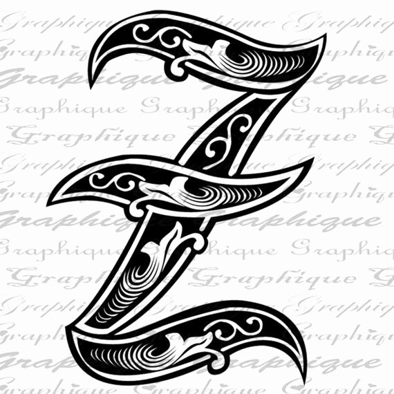 Engraving Templates Letters Fresh Letter Initial Z Monogram Old Engraving Style Type by