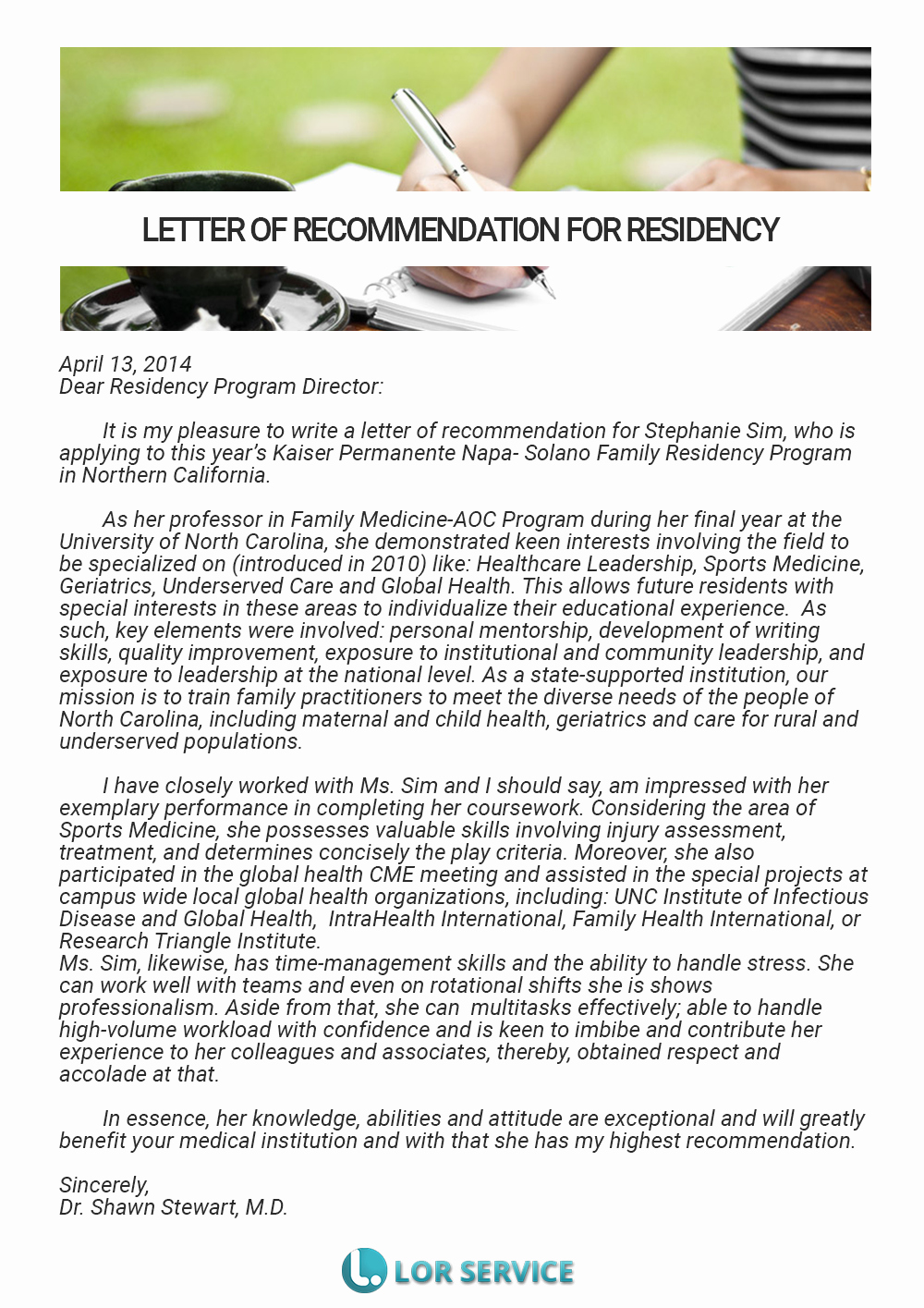 Eras Letter Of Recommendation Sample Lovely Residency Letter Of Re Mendation Sample