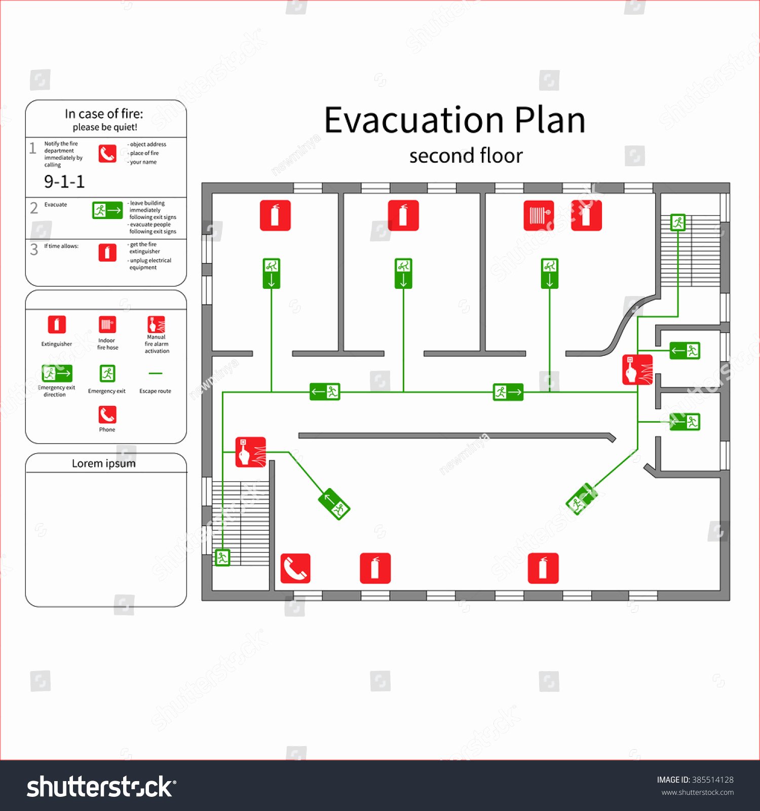 Evacuation Floor Plan Template Luxury Evacuation Plan Second Floor Stock Vector