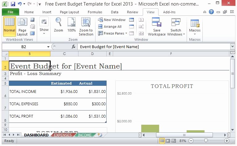 Event Project Plan Template Excel Fresh Free event Bud Template for Excel 2013