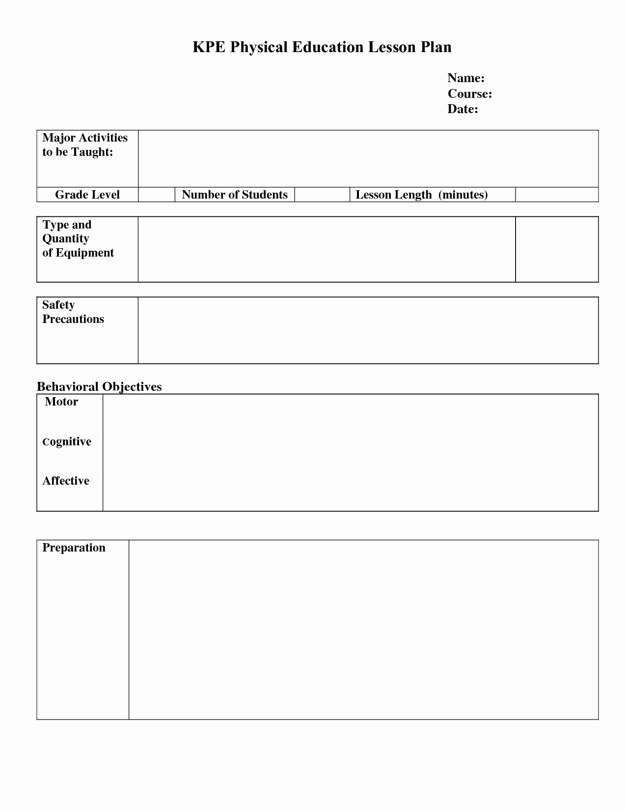 Example Lesson Plan Template Best Of Lesson Plan Template Pe Lesson Plan Template