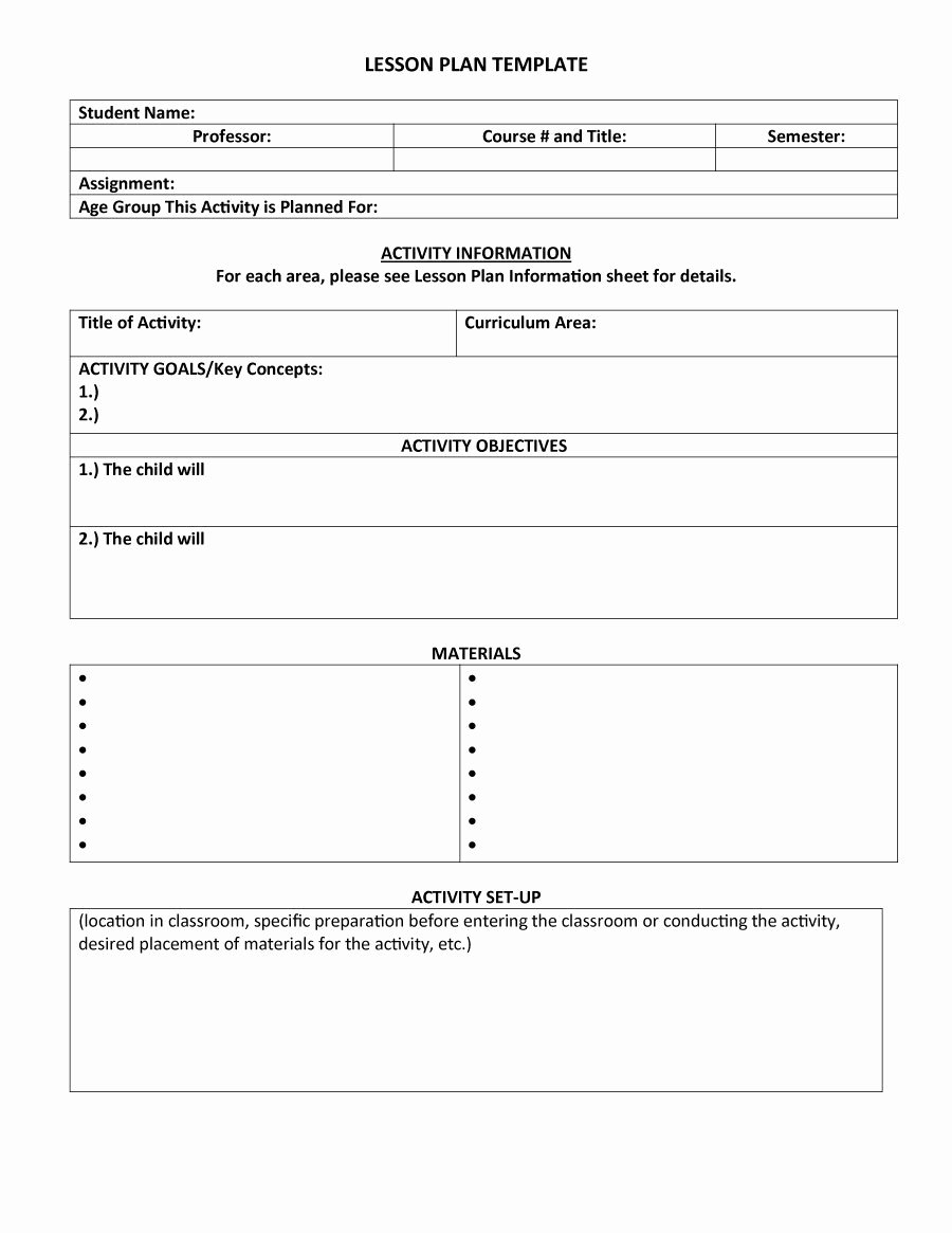 Example Lesson Plan Template Lovely 44 Free Lesson Plan Templates [ Mon Core Preschool Weekly]