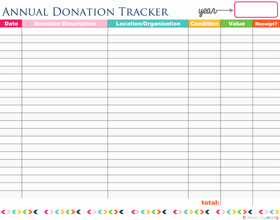 Excel Donation List Template Awesome 20 Printables to Help organize Your Life