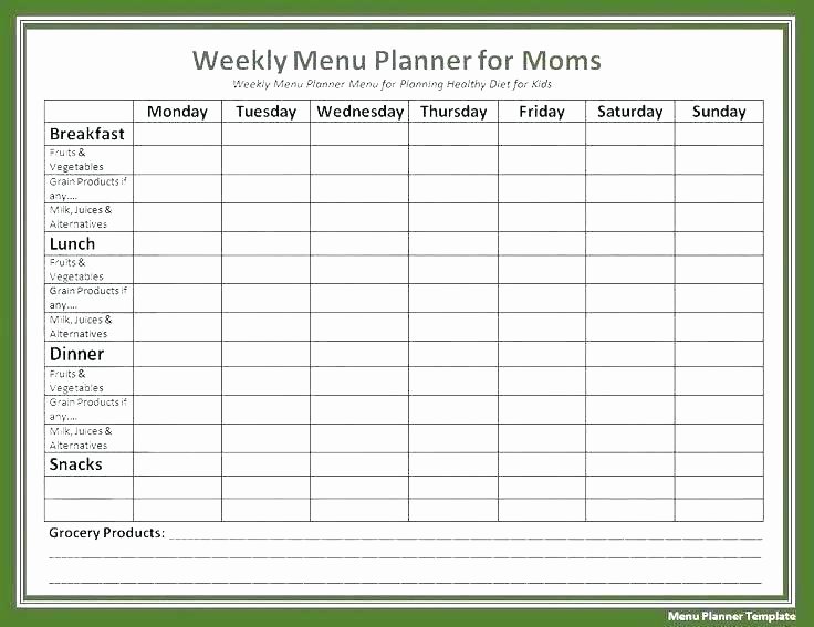 Excel Meal Plan Template Beautiful Excel Meal Planner Printable Plan Template Planning with