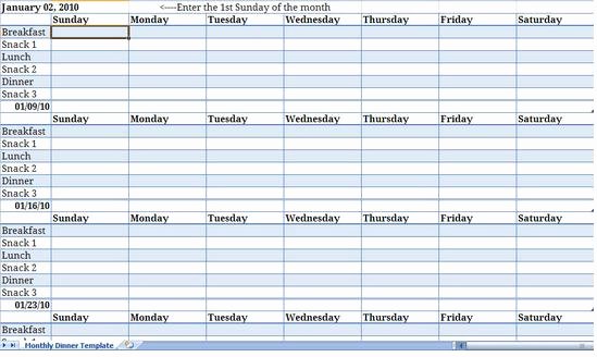 Excel Meal Plan Template Inspirational Monthly Meal Planner Template