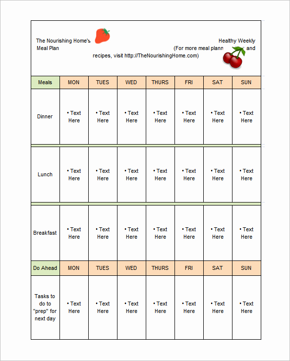 Excel Meal Plan Template Unique 14 Meal Planning Template