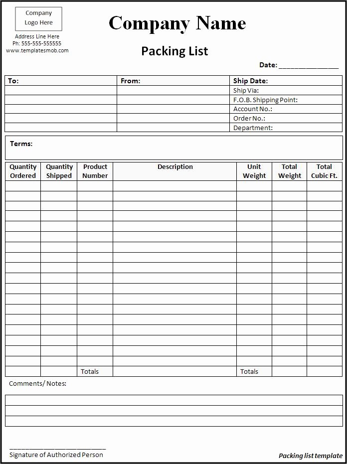 Excel Packing Slip Template Beautiful Packing List Templates