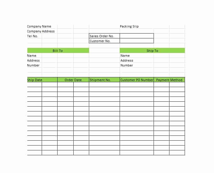 Excel Packing Slip Template Fresh 30 Free Packing Slip Templates Word Excel Template