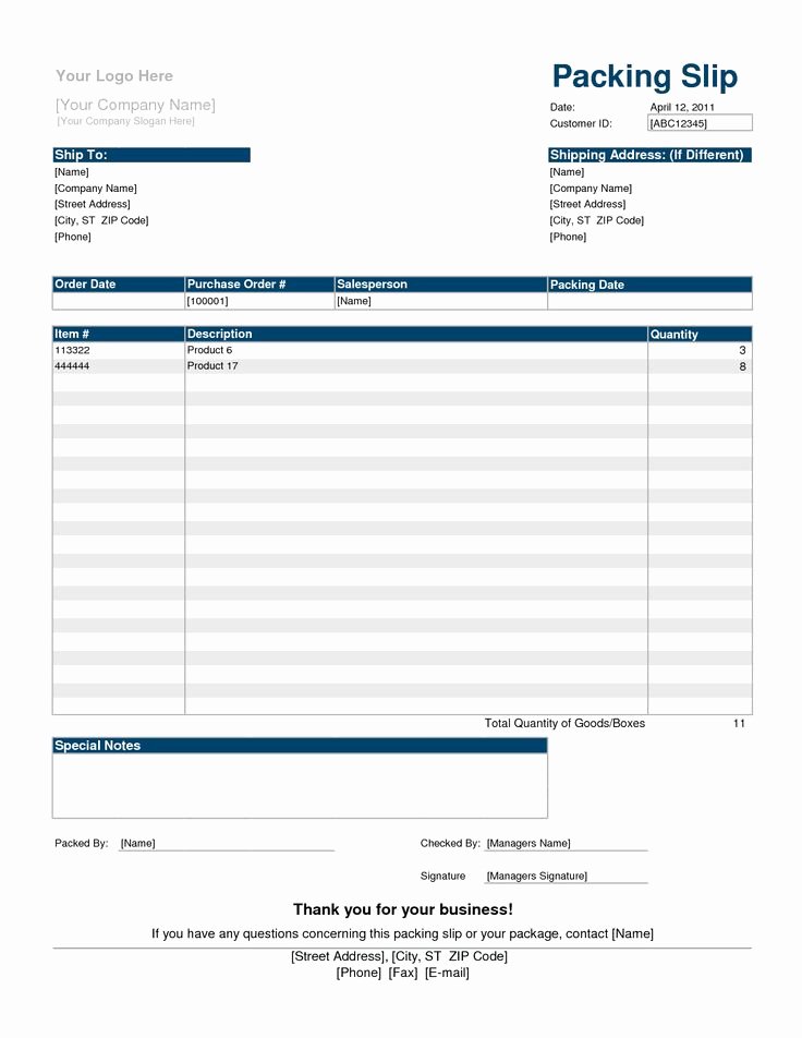 Excel Packing Slip Template Unique Packing Slip Packing Slip Template Word