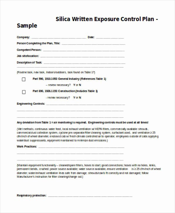 Exposure Control Plan Template Lovely 8 Control Plan Samples &amp; Templates Pdf Doc