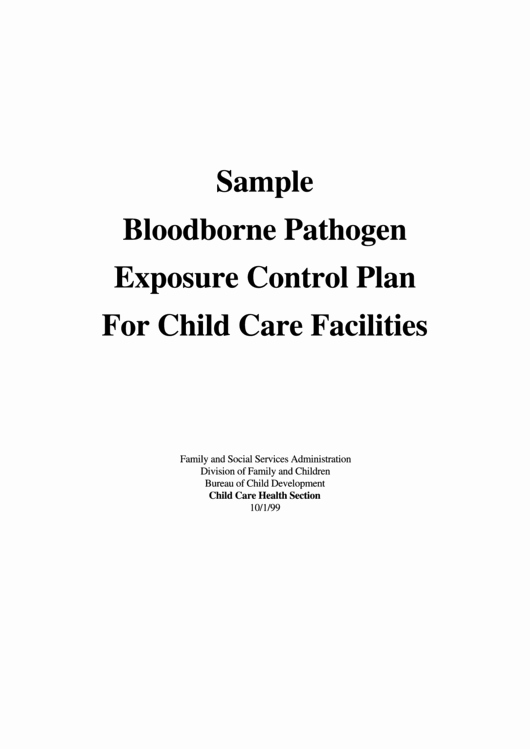 Exposure Control Plan Template New Sample Bloodborne Pathogen Exposure Control Plan for Child