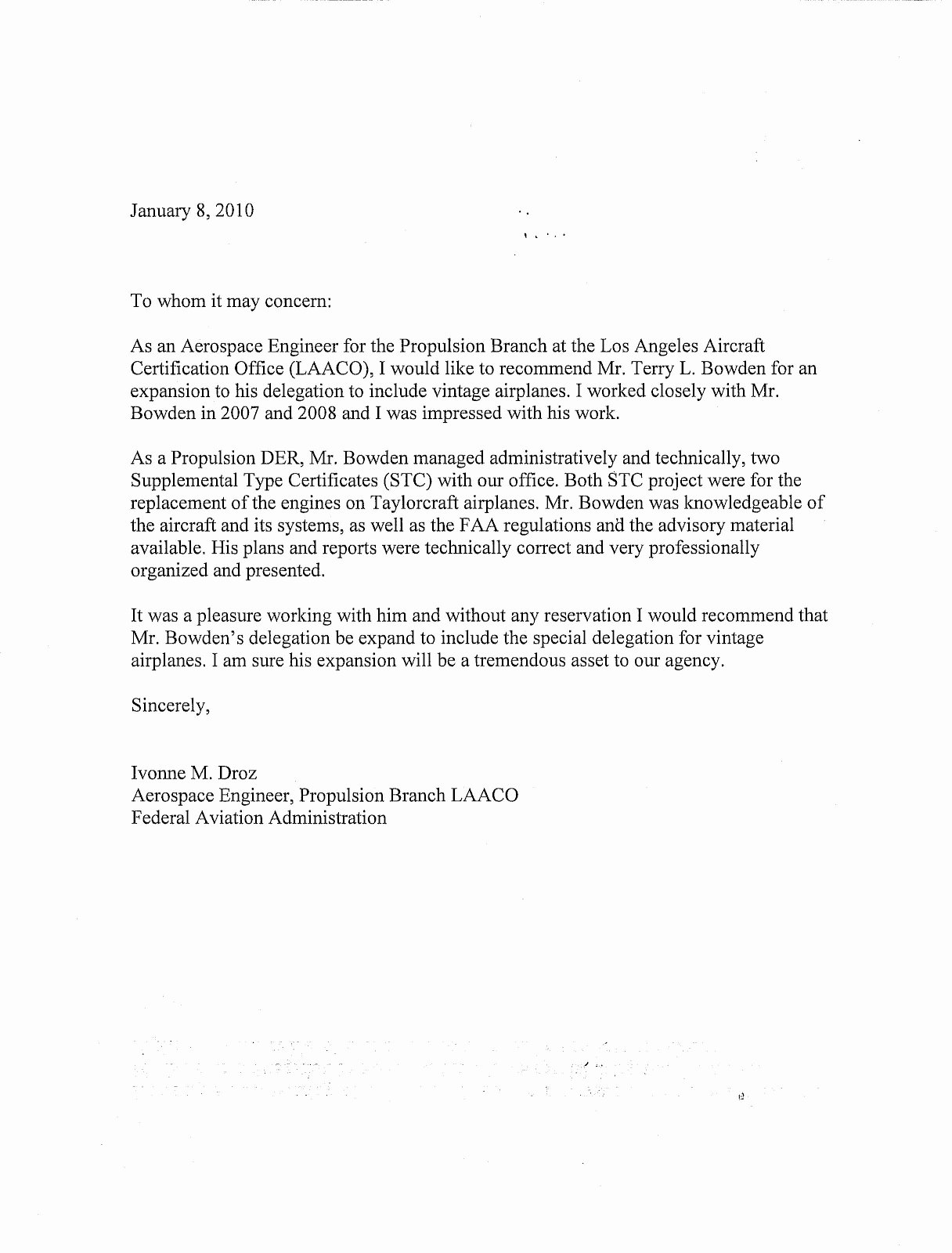 Faa Letter Of Recommendation Sample New Terry Bowden Consultant Der Re Mended