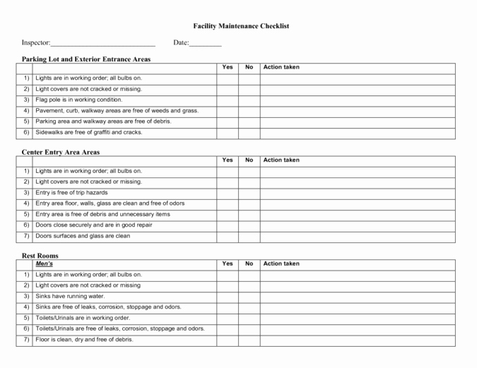Facility Maintenance Plan Template Best Of 7 Facility Maintenance Checklist Templates Excel Templates
