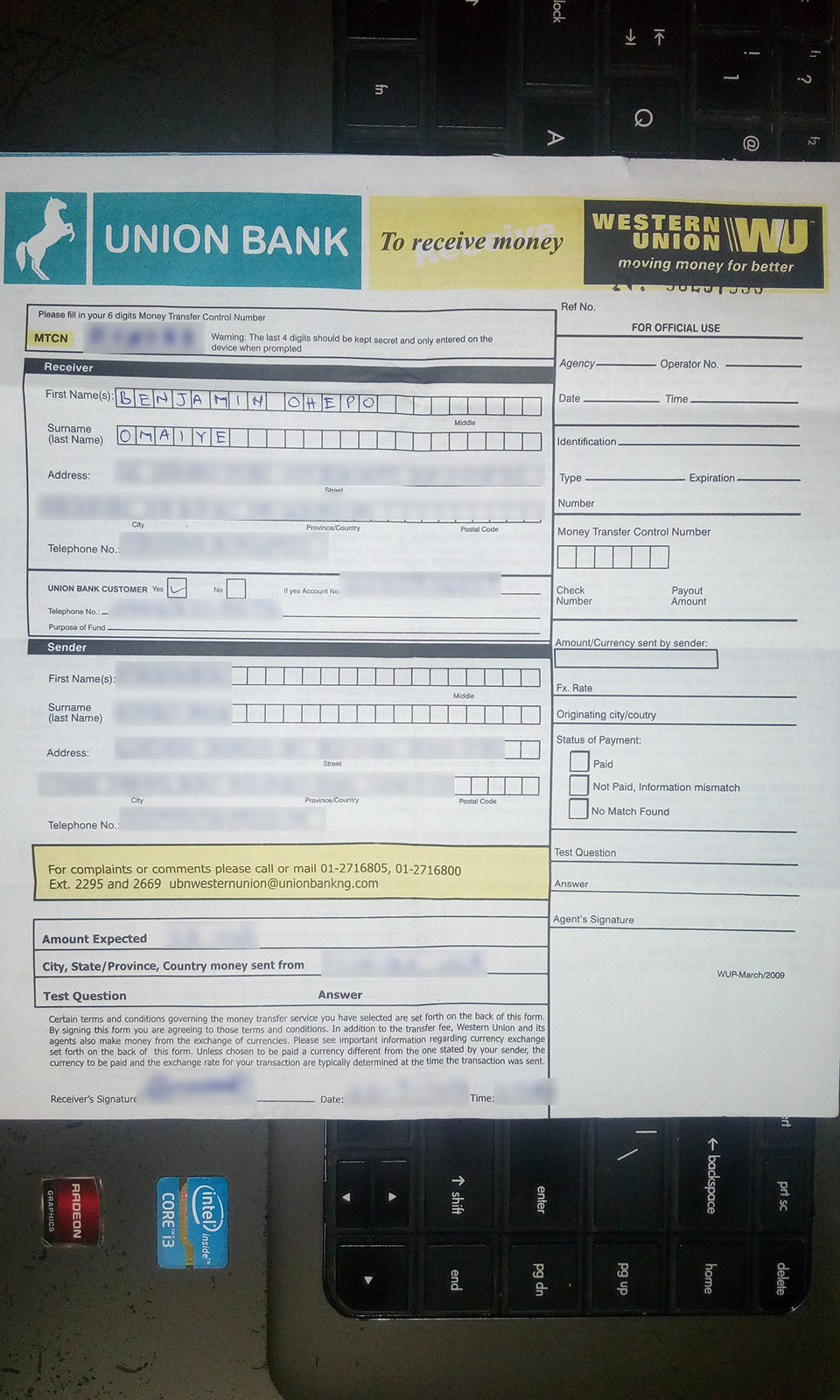 Fake Bank Transfer Generator Beautiful Western Union form to Send Money Pdf Iwantings