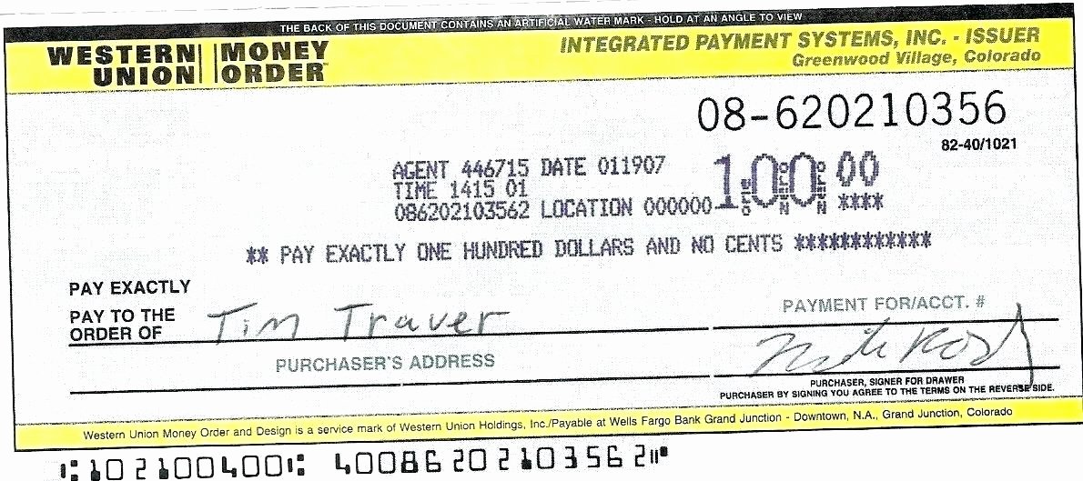 Western Union Money Order Template