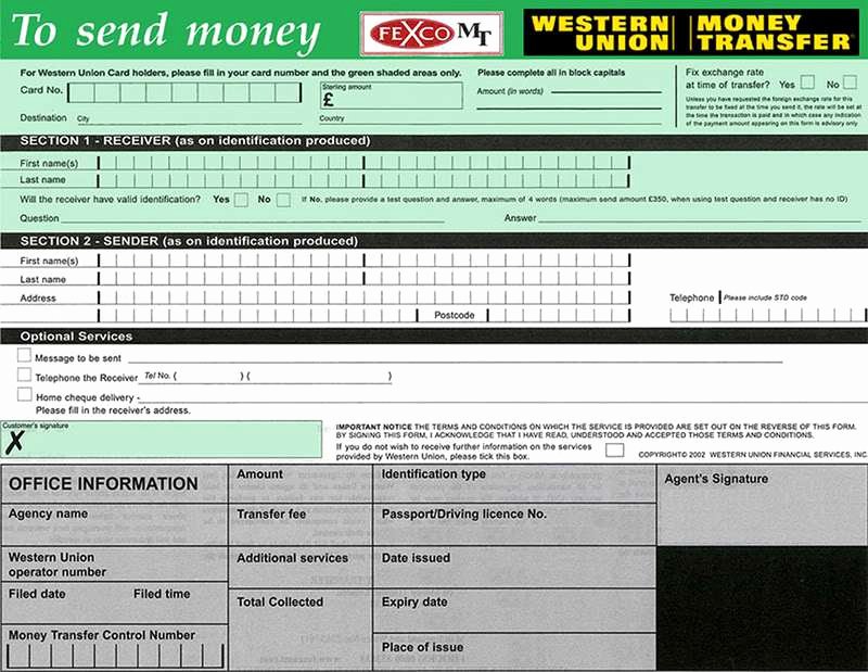 Fake Money order Template Elegant Western Union Send form