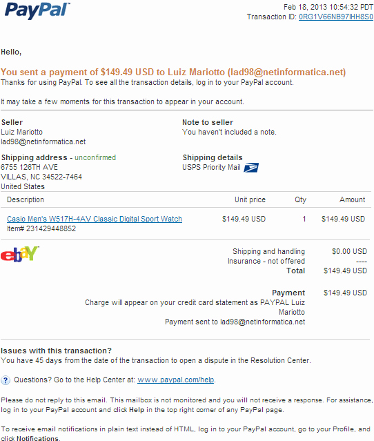 Fake Paypal Receipt Maker Inspirational Email Phishing Scam Fake Paypal Receipt for Your Paypal