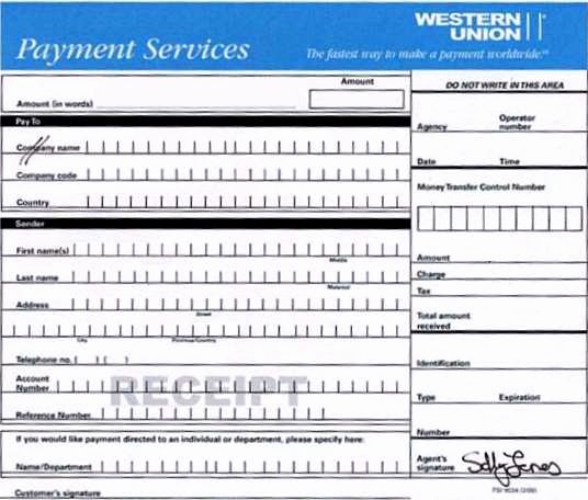 Fake Western Union Receipt New Western Union Receipts