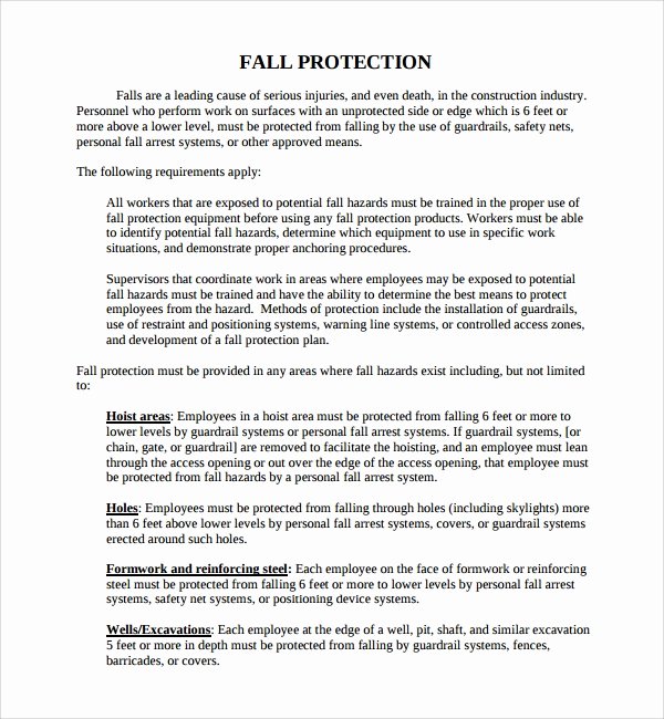 fall protection plan template