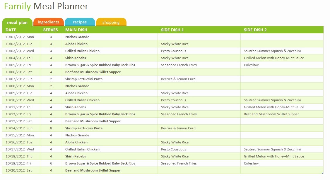 Family Meal Plan Template Best Of Family Meal Planner Template Sample