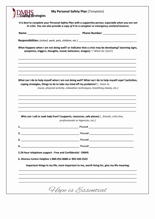 Family Safety Plan Template Elegant My Personal Safety Plan Template Printable Pdf